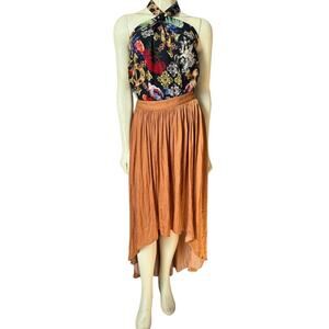 Anthropologie Nomad Copper Morgan Carper Hi Low Boho Spring Midi Skirt S Small